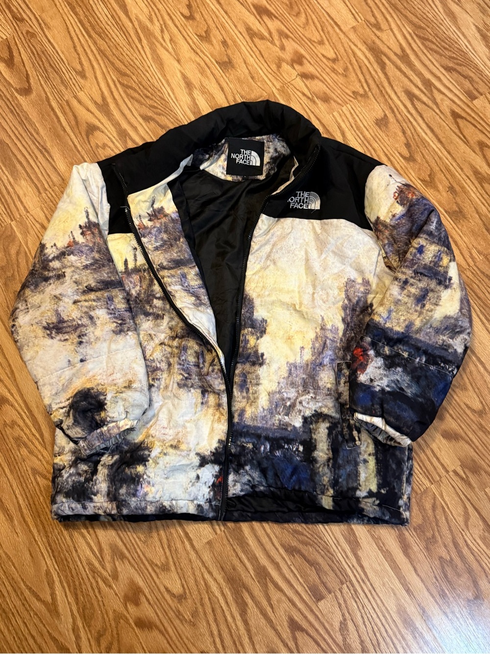 The North Face Men's Puffer Jacket - Cream Tie-Dye rare design 700 series